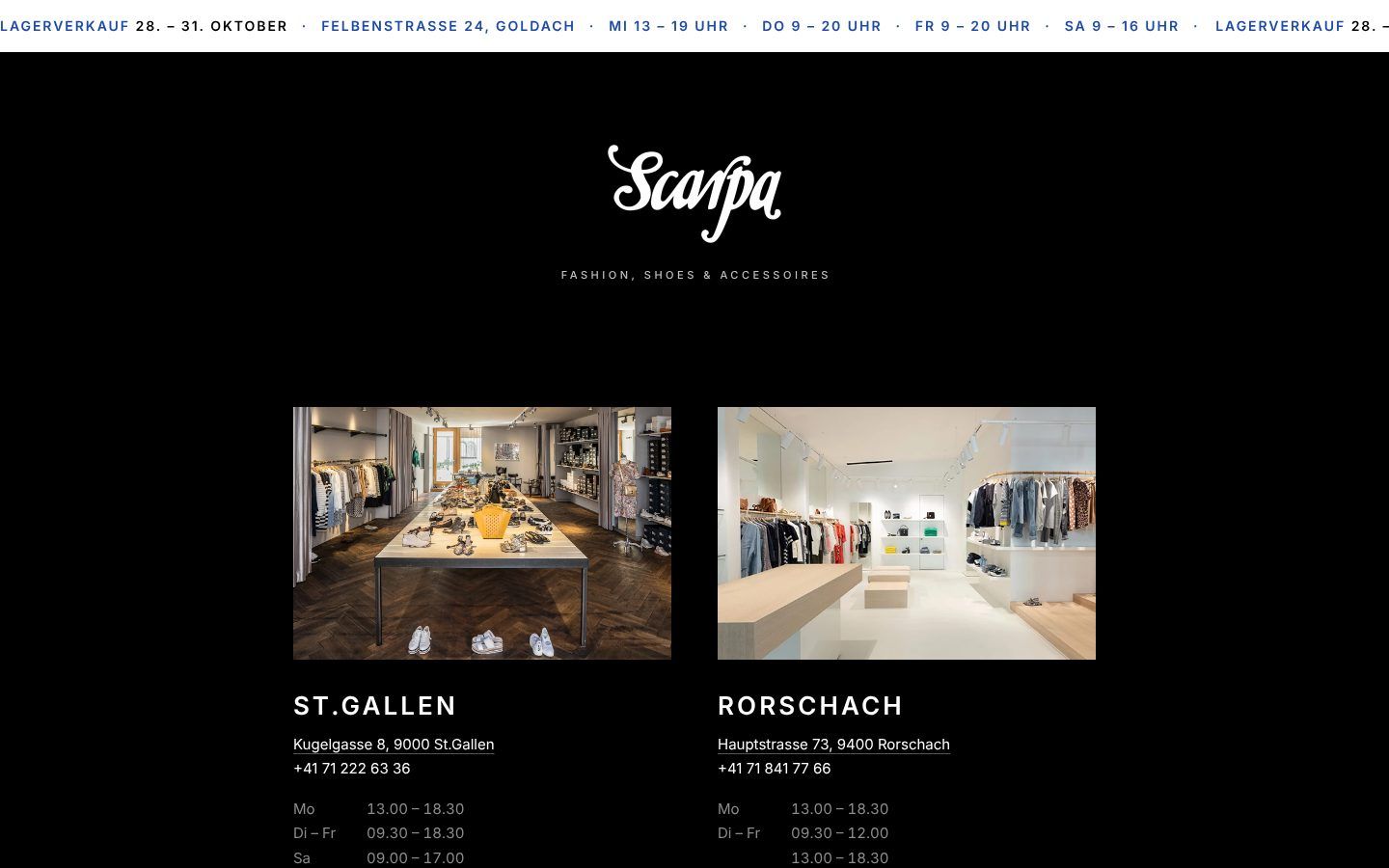 Screenshot der neuen Scarpa Website